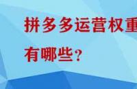 拼多多運(yùn)營權(quán)重有哪些？