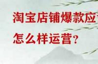 淘寶店鋪爆款應(yīng)該怎么樣運營？
