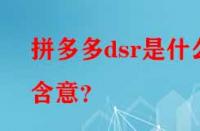 拼多多dsr是什么含意？
