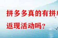 拼多多真的有拼單返現(xiàn)活動(dòng)嗎？