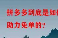 拼多多到底是如何助力免單的？