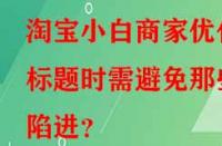 淘寶小白商家優(yōu)化標(biāo)題時(shí)需避免那些陷進(jìn)？