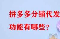 拼多多分銷代發(fā)的功能有哪些？