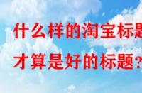 什么樣的淘寶標(biāo)題才算是好的標(biāo)題？