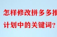 怎樣修改拼多多推廣計劃中的關(guān)鍵詞？