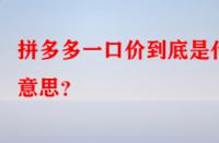 拼多多一口價(jià)到底是什么意思？