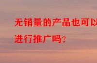 無銷量的產(chǎn)品也可以進行推廣嗎？
