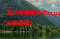 怎樣降低拼多多ocpx的點(diǎn)擊費(fèi)用？