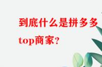 到底什么是拼多多top商家？